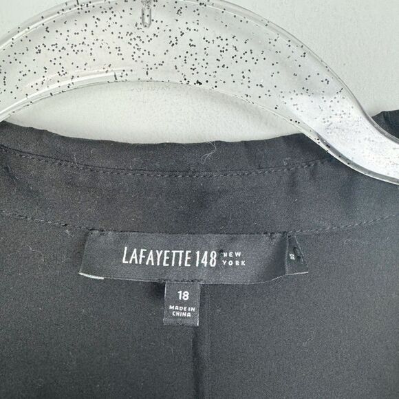 LAFAYETTE 148 | Lace Sleeve Button Front Black Top Women’s Size 18 - Picture 6 of 8